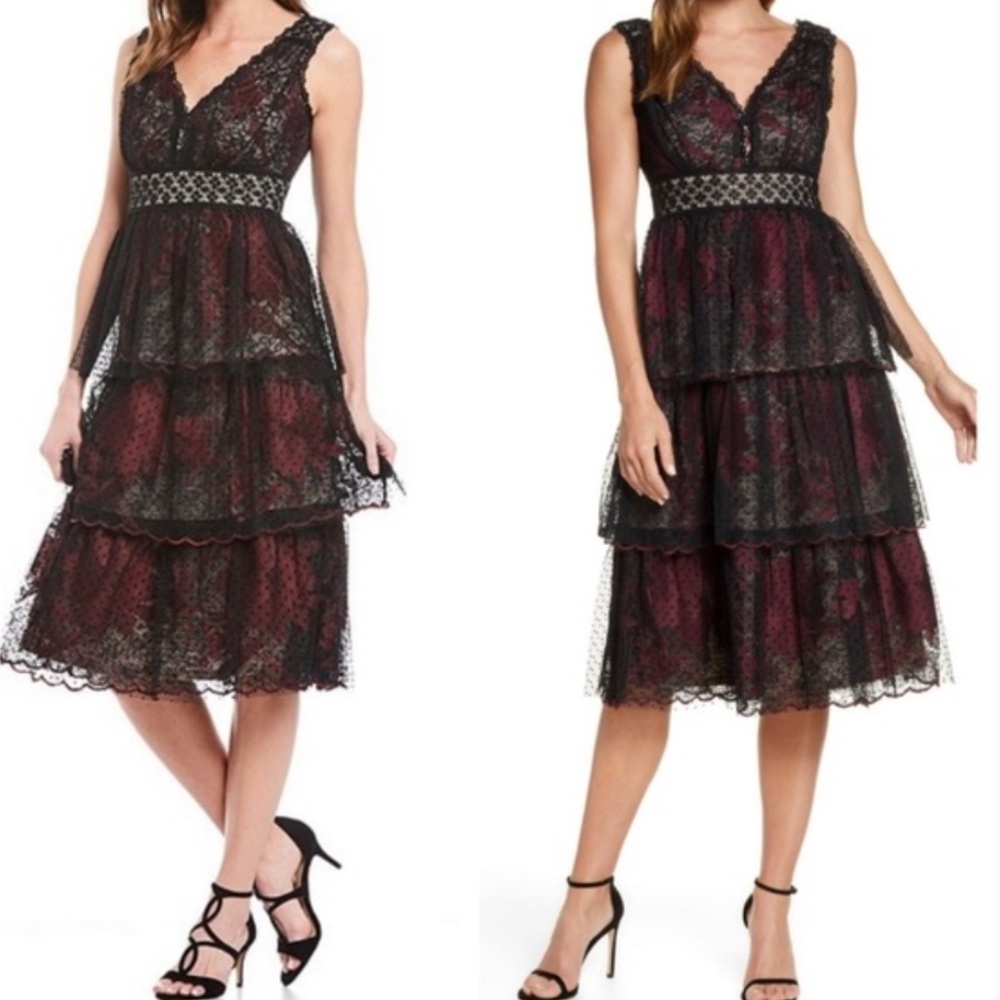 BHLDN Harcourt Dress in Black and Burgundy Size 2 NWT